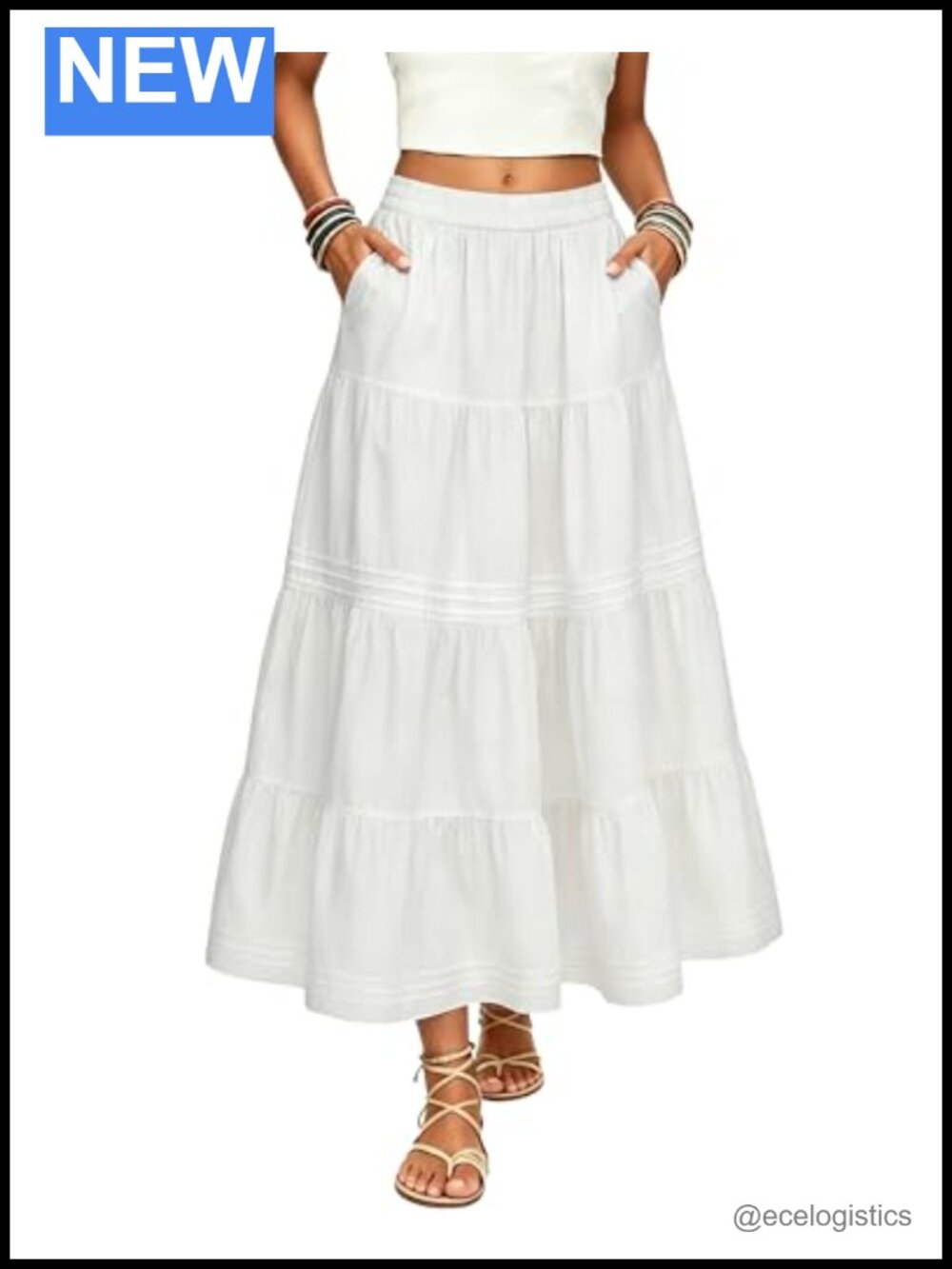 Women's 100% Cotton Maxi A-Line Flowy Boho Long Skirt with Pockets